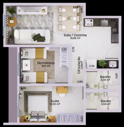 Planta da unidade 102 / 402