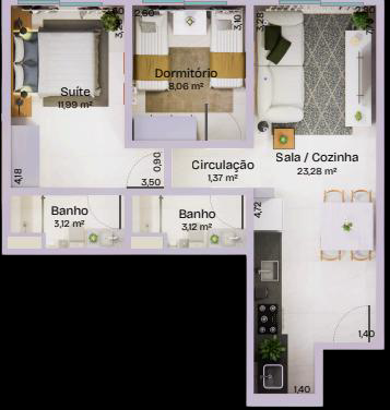 Planta da unidade 107 / 407